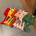 thumbnail image 2 of Trendy Beanie Hat Cute for Frog Shape Knitted Hat Windproof Cold Hat All-match Birthday Festival Gift for Male Female Co, 2 of 19