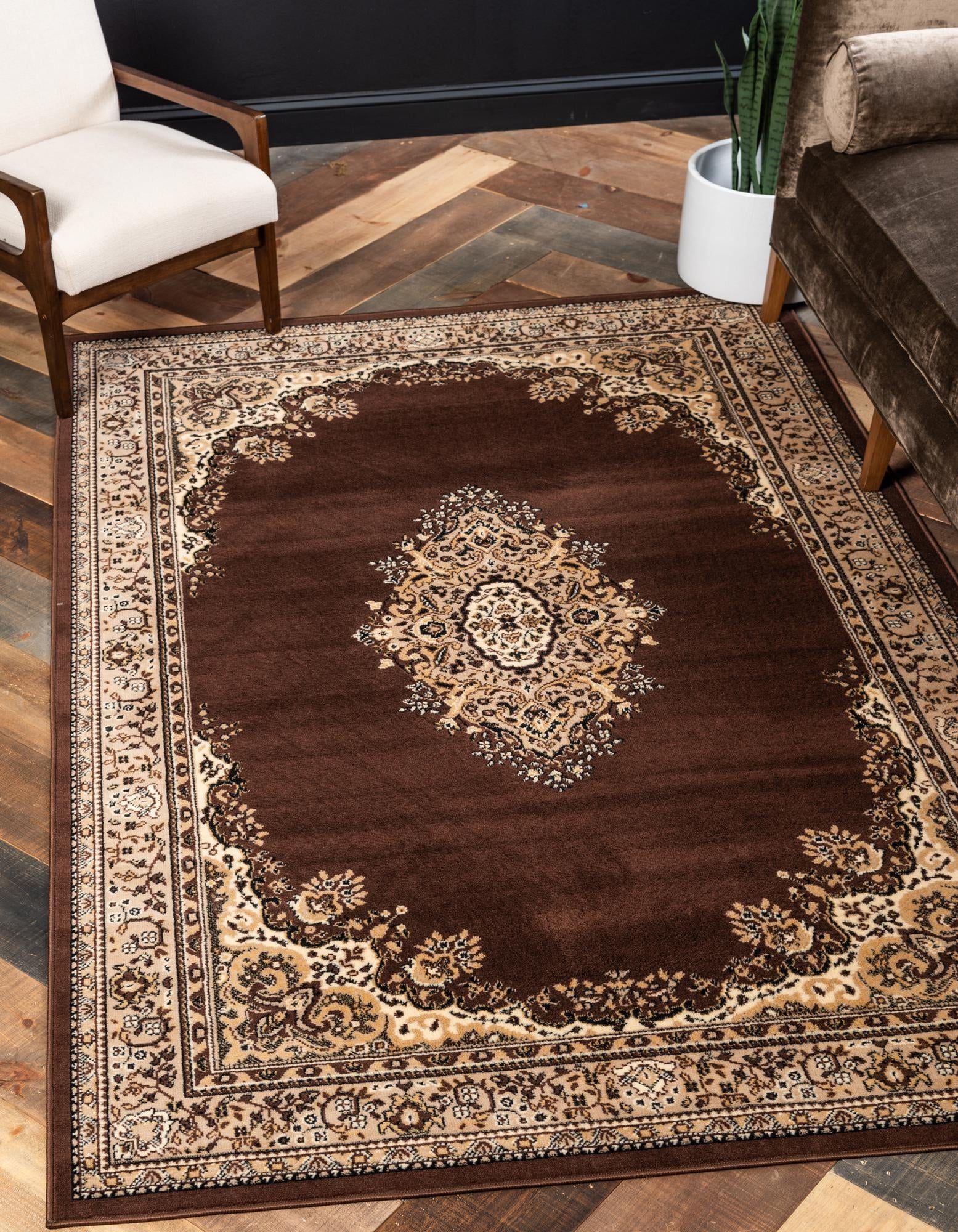 Rugs.com Amaya Collection Rug – 8' x 10' Brown Medium Rug Perfect For Living Rooms, Large Dining Rooms, Open Floorplans