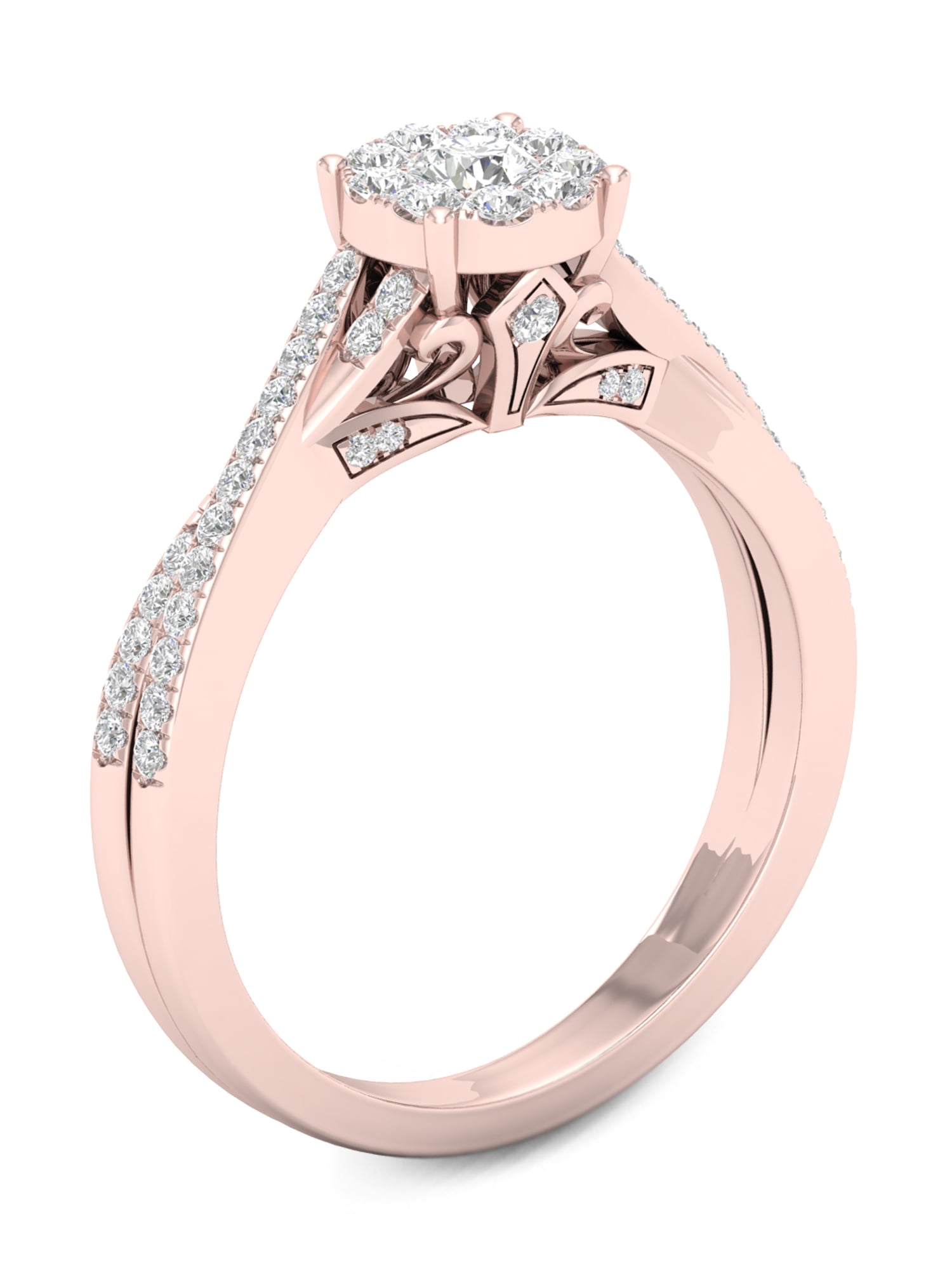 1/2 Carat T.W. Diamond 10kt Rose Gold Criss Cross Engagement Ring