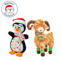 2-Pack Holiday Time Plush Bighorn & Penguin Dog Toy