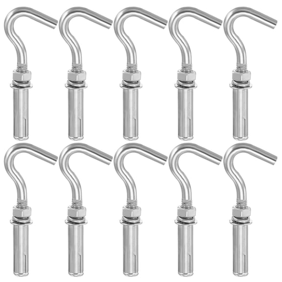 Uxcell Concrete Wall Hook Expansion Hook Open Cup Screw M6x80mm Stainless Steel Silver 10 Pcs