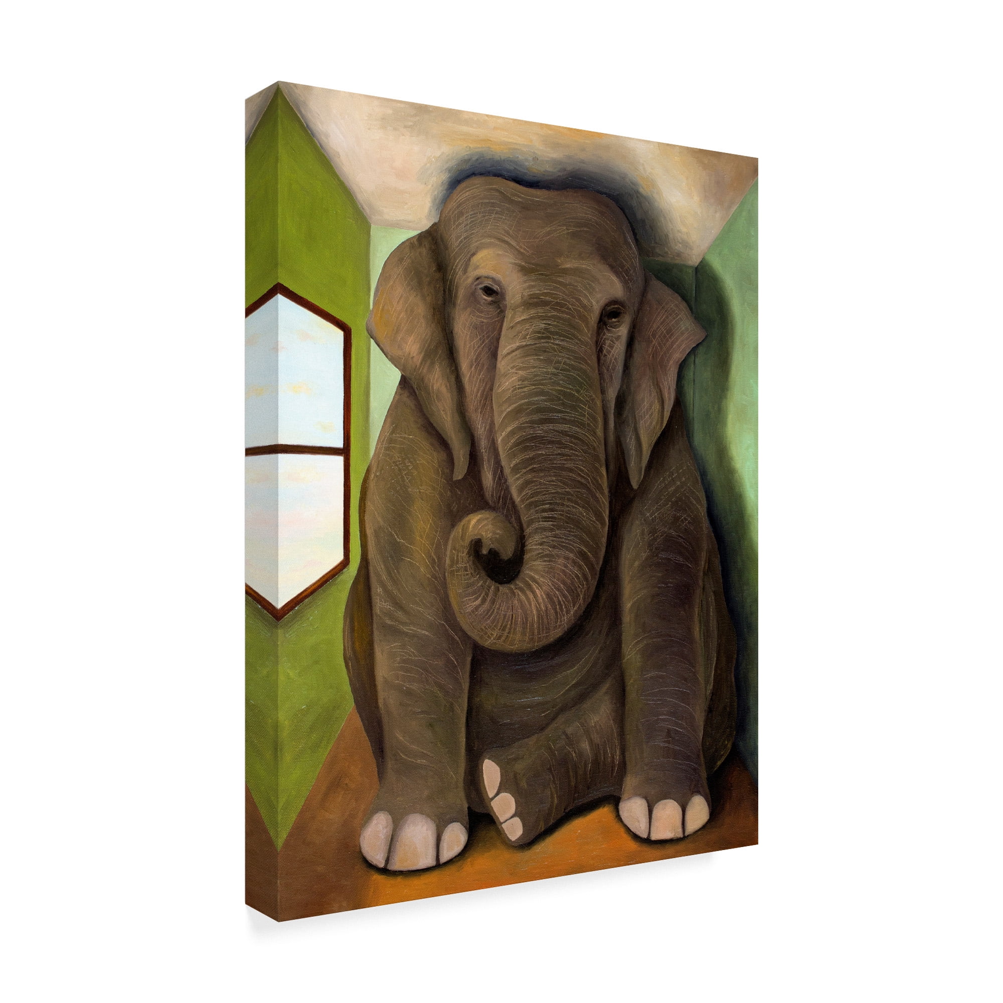 Trademark Fine Art 'Elephant In A Room Cracks' Canvas Art by Leah Saulnier