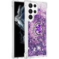 thumbnail image 3 of Phone Case for Samsung Galaxy S23 Ultra, Shockproof Clear Quicksand Glitter Flowing Liquid with Bling Diamond Ring Stand,Cute Women Girls Case for Galaxy S23 Ultra 6.8'' LS - Purple, 3 of 14