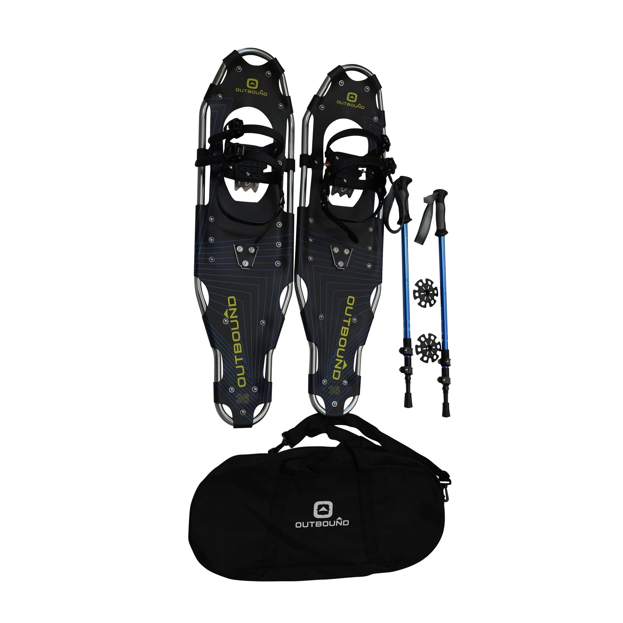 Outbound Lightweight 36 In Aluminum Snowshoes Kit with Poles & Carrying Bag
