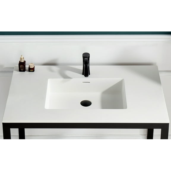 ANZZI Orchard Console Sink Counter Top in Glossy White 36 in.