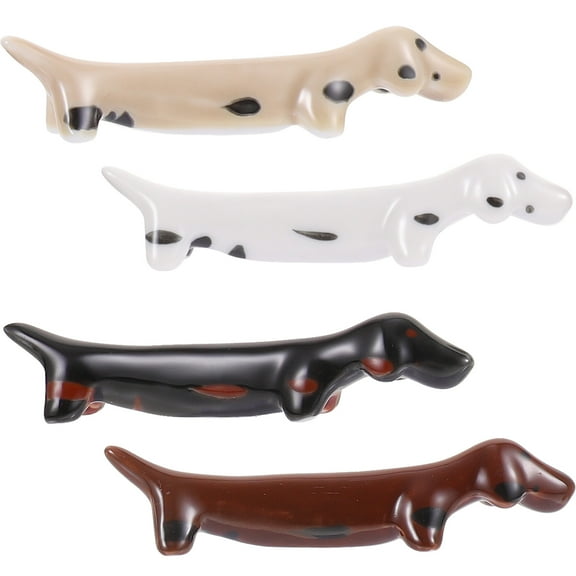 Ceramic Chopstick Rest Holder in Assorted Colors for Kitchen Use Shaped as Cartoon Dog 4Pcs