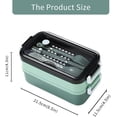 thumbnail image 2 of CABEN-Bento Box, Lunch Box for Adult, Compact Bento Box Set- 2-Layer Stackable Lunch Box with Utensils, Leak-Proof and Durable Food Container for Work, Picnic, and Travel (Light Green), 2 of 4