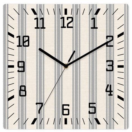 Blue Striped Wooden Wall Clock Silent Non Ticking, Modern Farmhouse Stripes Rustic Square Wall Clocks Battery Operated, Decor Clock for Home Office, Living Room, Kitchen, 12 Inch