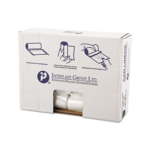 Inteplast Group High-Density Can Liner 24 x 31 16gal 8mic Clear 50/Roll 20 Rolls/Carton VALH2433N8