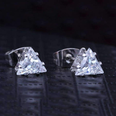 Trillion Crystal - CLEARANCE - Trinity Trillion Cut Austrian Crystal Triangle Stud Earrings White Gold