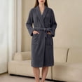 thumbnail image 5 of FchengtaiS Women Fleece Robe Short Cozy Plush Robes for Womens Soft Shawl Collar Warm Spa Bathrobe Loungewear with Pockets, 5 of 7