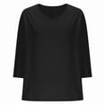 thumbnail image 2 of Aricy Women's Top,3/4 Length Sleeve Tops for Women V Neck T Shirts Solid Color Casual Loose Fit Base Tees Fashion Women Loose Tunic Tops Shirts, 2 of 3