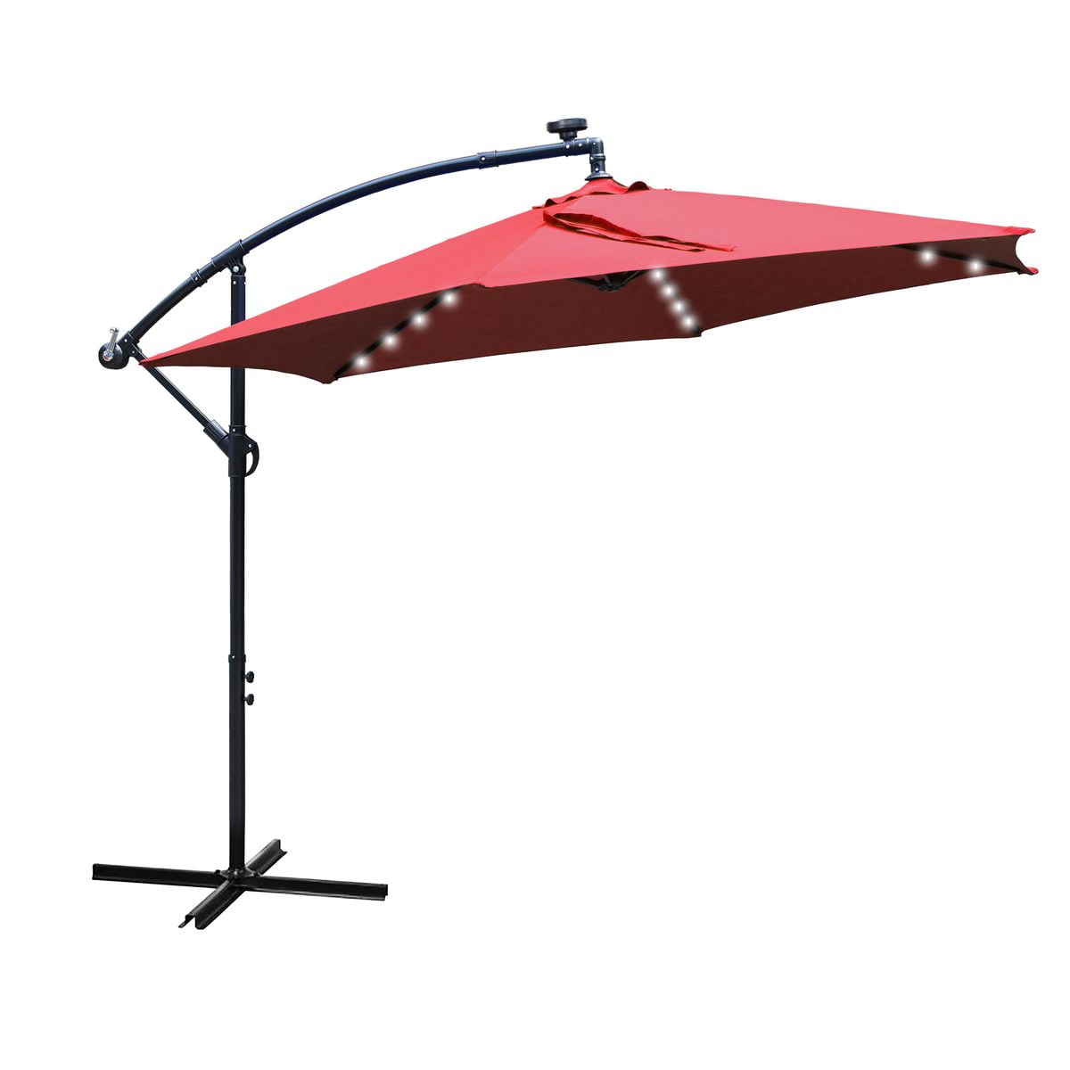 Abble 31.50" Red Solid Print Rectangle Cantilever Patio Umbrellas, Adjustable Height