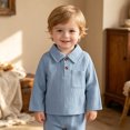 thumbnail image 5 of Gerichy Baby Boys Clothes Toddler Infant Boy Button-down Shirt Tops Cotton Linen Long Sleeve Fall T-Shirt 6M-3T, 5 of 7