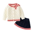 thumbnail image 1 of 2pcs/set Toddler Kids Girls Skirt Outfits Sets 1-3T Infant Knitted Cardigans+ Pleated Skirt Clothes Set for Spring Fall,A1,12-18 Months, 1 of 10