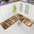 Kitchen Rug Set Vintage Cafe Coffee Theme Anti Fatigue Kitchen Mats 2 Piece Floor Mat,NonSlip