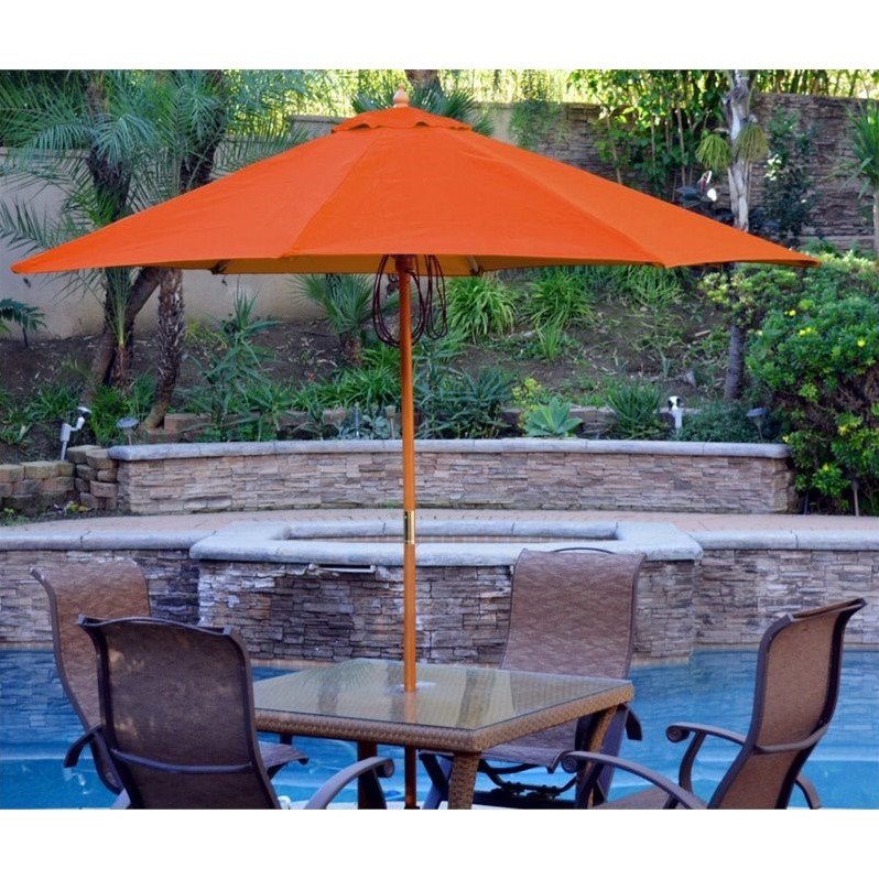 Jeco 9ft Wood Market Umbrella In Red Walmart Com Walmart Com