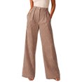 thumbnail image 2 of JUUNthy Womens Wide Leg Pants, Striped Pleated High Waist Zipper Button Casual Office Palazzo Dress Trousers with Pockets Black L, 2 of 8