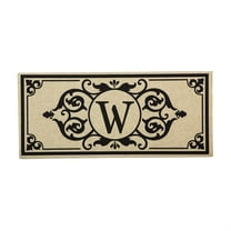 Evergreen Cambridge Monogram Burlap Sassafras Indoor Outdoor Switch Doormat Letter W 1'10"x10" Brown