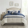 thumbnail image 4 of Madison Park Palisades California King Microsuede Comforter Set Solid Pieced in Blue, 4 of 6