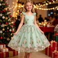 thumbnail image 6 of Girls Tulle Princess Dresses Trendy Embroidery Flower Lace Ruffle Spaghetti Gown for Pageant Wedding Birthday Party Graduation Dance Prom Green 7-8 Years, 6 of 6