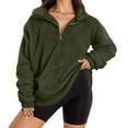 thumbnail image 2 of ylioge S-5X Plus Size Fleece Sweatshirts for Women with Zipper Collar Sherpa Shirts Solid Color Long Sleeve Thermal Pullover Athletic Sweatshirt Tops, 2 of 5