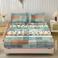 thumbnail image 2 of COEQINE Twin Size Sheet Comfy Bedding Fitted Sheet Non-Slip Snug Fit All Around Elastic Fitted Bottom Bedsheet Holiday Bed Set 3 Pieces Set, Modern Abstract Geometric Patchwork, 2 of 5