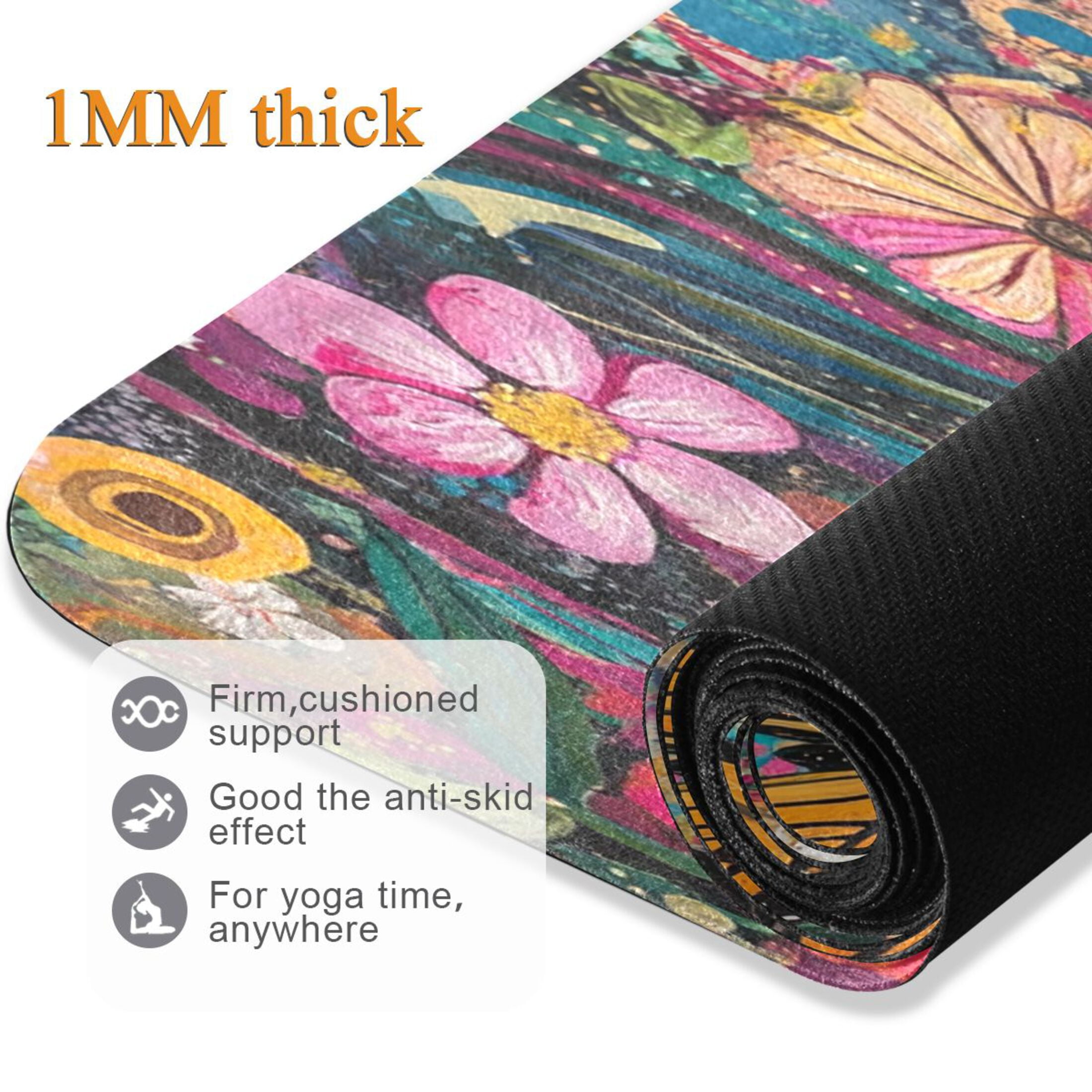 BZSMCE Yoga Mat Women Monarch Butterflies in Flight Fitness Mat