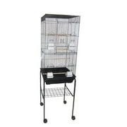 Ymlgroup 6804 3 by 8" Bar Spacing Tall Flat Top Small Bird Cage with Stand - 18"x14" in Black