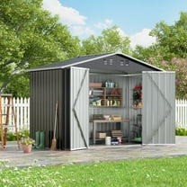 JAXPETY 9 x 4 ft. Metal Storage Shed with Galvanized Steel Roof, Lockable Doors for Backyard, Patio, Lawn, Gray