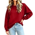 thumbnail image 2 of Women's Casual Crewneck Sweatshirt Loose Long Sleeve Pullover Tops Soft Solid Color Fall Winter Clothes Loungewear Everyday, 2 of 6
