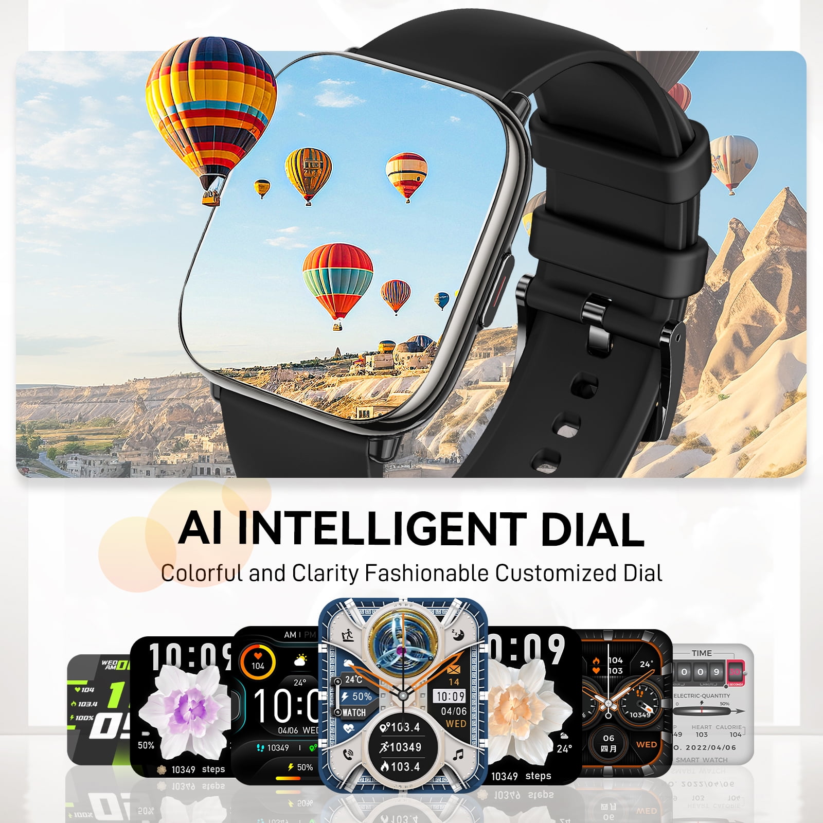 XAXRE Smartwatch for Women Men 1.75" AMOLED Display IP68 Waterproof  Smartwatch with Fitness Tracker Pedometer Sport Watch for iOS Android, 1pc, Black