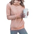 thumbnail image 1 of Sweatshirts à Col Roulé Manches Longues Couleur Unie Fendu sur le Côté pour Femmes, 1 of 3