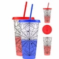 thumbnail image 5 of 5PCS Spider Color Changing Cups, Cold Activated Color Changing Spider Web Tumbler, 24oz Reusable Plastic Cup with Lid & Straw, Halloween Spider Iced Drink Tumbler for Party Favors, Travel, Daily Use, 5 of 11