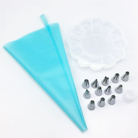 

14 Pcs/set Cake Fondant Cream Icing Bag Nozzles Set Chocolate Cupcake Decorating Piping DIY Tool Kit Blue