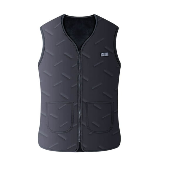 Wrtxtat Men's Heated Vest Warm Midweight Zip-Up One Control 7 Heating Zones Sleeveless Jacket USB Rechargeable V-Neck Puffer Vest Black XXXL