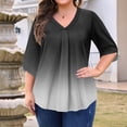 thumbnail image 2 of Abcomgle Women Plus Size Tops 4x-5x Trendy V Neck Tunic Shirts Gradient Graphic Tees 3/4 Sleeve Tee Shirt Tops Loose Casual Trendy Tunics L,Black, 2 of 5