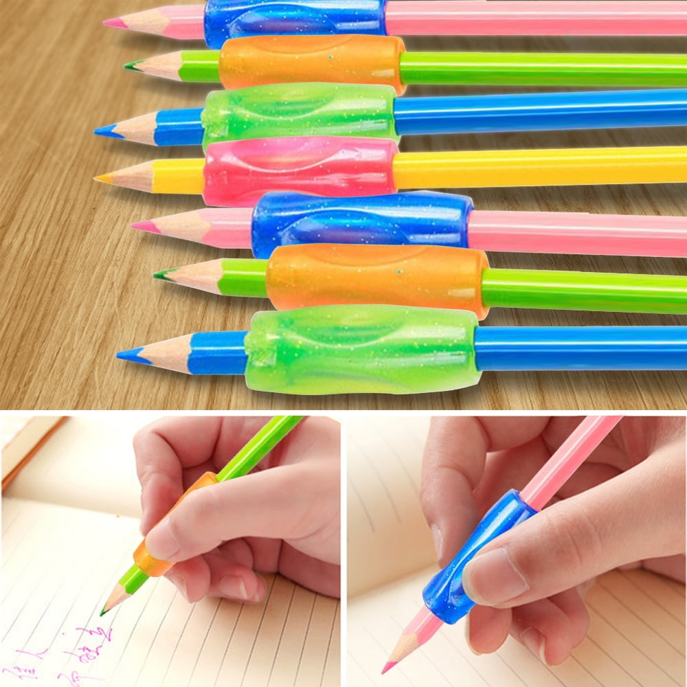 WEPSEN The Pencil Grip Pencil Grips, Universal Ergonomic Writing Aid For Righties And Lefties, Glitter Pencil Grippers, Assorted Colors, 6 Count