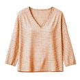 thumbnail image 5 of LEKWK Gingham Tops for Women Long Sleeve V Neck Plaid Tunic Top Casual Loose Fit Lightweight Shirt Fall Fashion Boho Dressy Vacation Outfits, 5 of 8