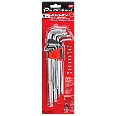 Powerbuilt 240095 9 Piece Zeon Damaged Fasteners-240095 Metric Hex Key Wrench Set, Red