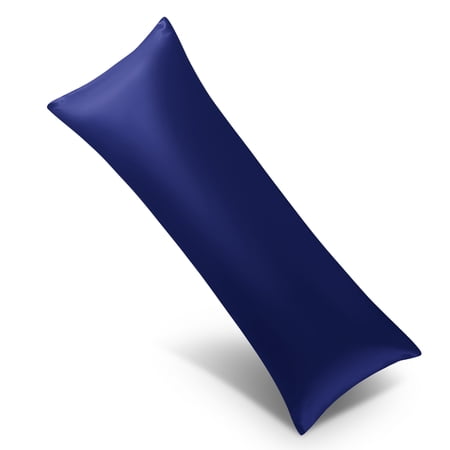 Ntbay Ultra Soft Satin Long Body Pillowcase with Envelope Closure Cooling and Smooth Body Pillow Cover for Hair and Skin 20 x 54 Navy Blue
