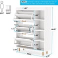 thumbnail image 2 of Flip Drawers Shoe Cabinet, Freestanding Tipping Bucket Shoes Cabinet Wooden Shoe Rack with 3 Flip Drawers and 5 Tiers Shelves, 2 of 5