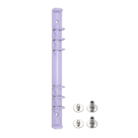 Uxcell A5 6-Hole Ring Binder Mechanisms, 1 Set Binder Spines Replacement for Office Planners Documents Recipes Organization Storage, Purple