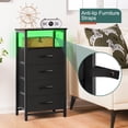 thumbnail image 6 of Night Stand with Charging Station, Led Nightstand with USB Ports and Outlets, End Table with 4 Fabric Drawers and Storage Shelf, Bedside Tables Small Dresser for Small Space and Dorm, Black, 6 of 9