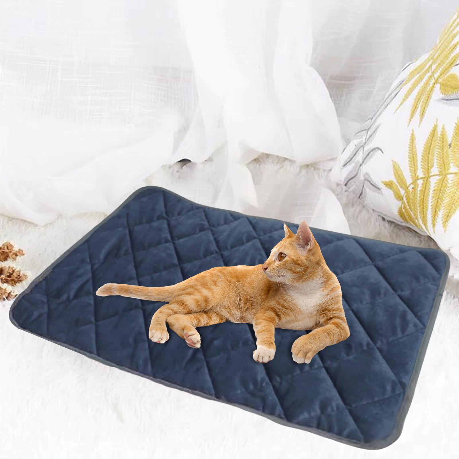 Self Warming Mat Cats Dog Sleeping Mat Washable Soft Self Heating Pets Pad Cushion Crate Blanket for Outdoor Puppy Animals Home Bedroom Blue 40x50cm