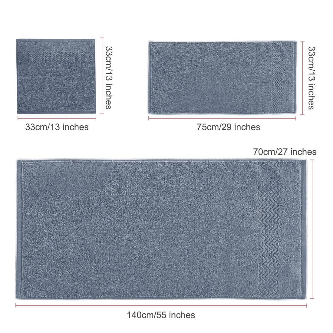 PiccoCasa Cotton 6 Piece Bath Towel Set Soft Absorbent Breathable Dark Blue