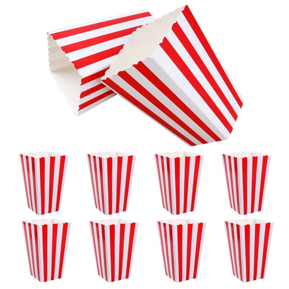 WRITWAA 10Pcs Popcorn Containers Movie Night Red Paper for Adults Kids