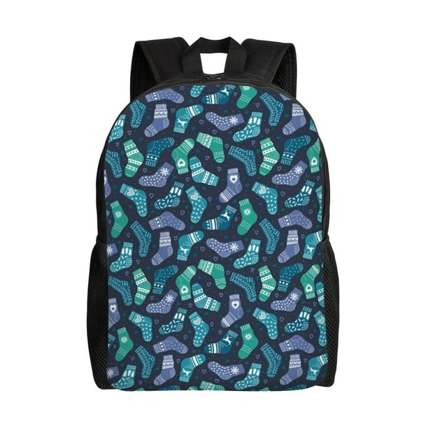 Balery Green Christmas Print Socks Mochila - Mochila Estilosa y Duradera para Laptop de 15 Pulgadas con Tela Oxford Impermeable