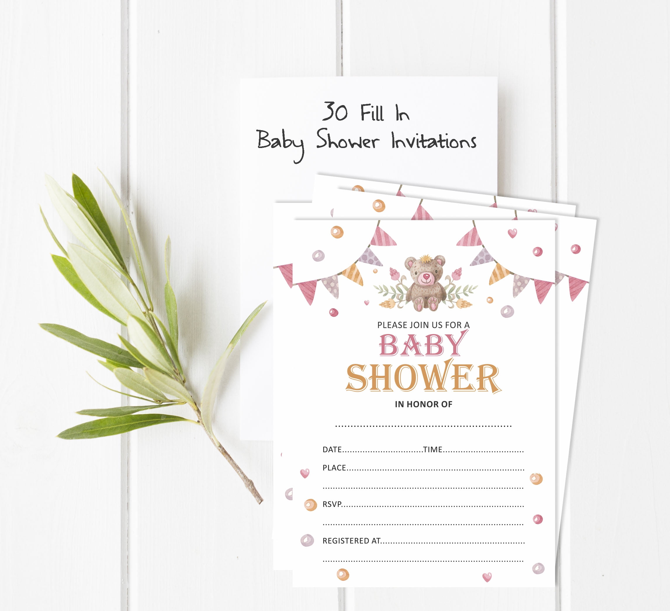 Inkdotpot Set Of 30Teddy Bear Baby Shower Invitations-Diaper Raffle Tickets And Baby Shower Book Request Cards Gender Neutral Invites Its A Boy Its A Girl
