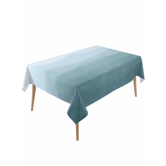 Coastal Wave Table Cloth, Waterproof Tablecloth for Rectangle Tables, Summer Ocean Nautical Beach Ombre Sky Blue Reusable Washable Fabric Table Cover for Restaurant Kitchen Dining Tables 54"x108"